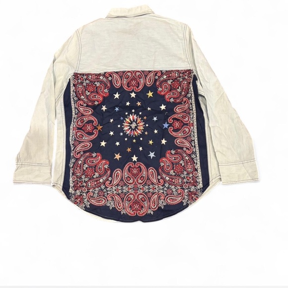 Free People Denim Bandana Back Button Down Shirt - Picture 3 of 7